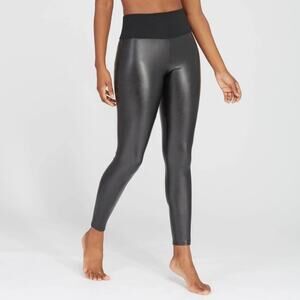 Assets by Spanx Faux Leather Pants Skinny Black Stretchy Pull On Women's 1X